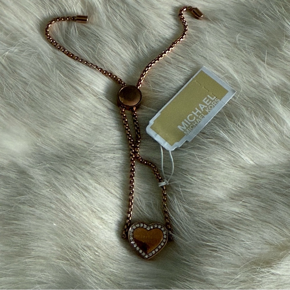 Michael Kors Heritage Pave Crystal Heart Logo Slider Bracelet